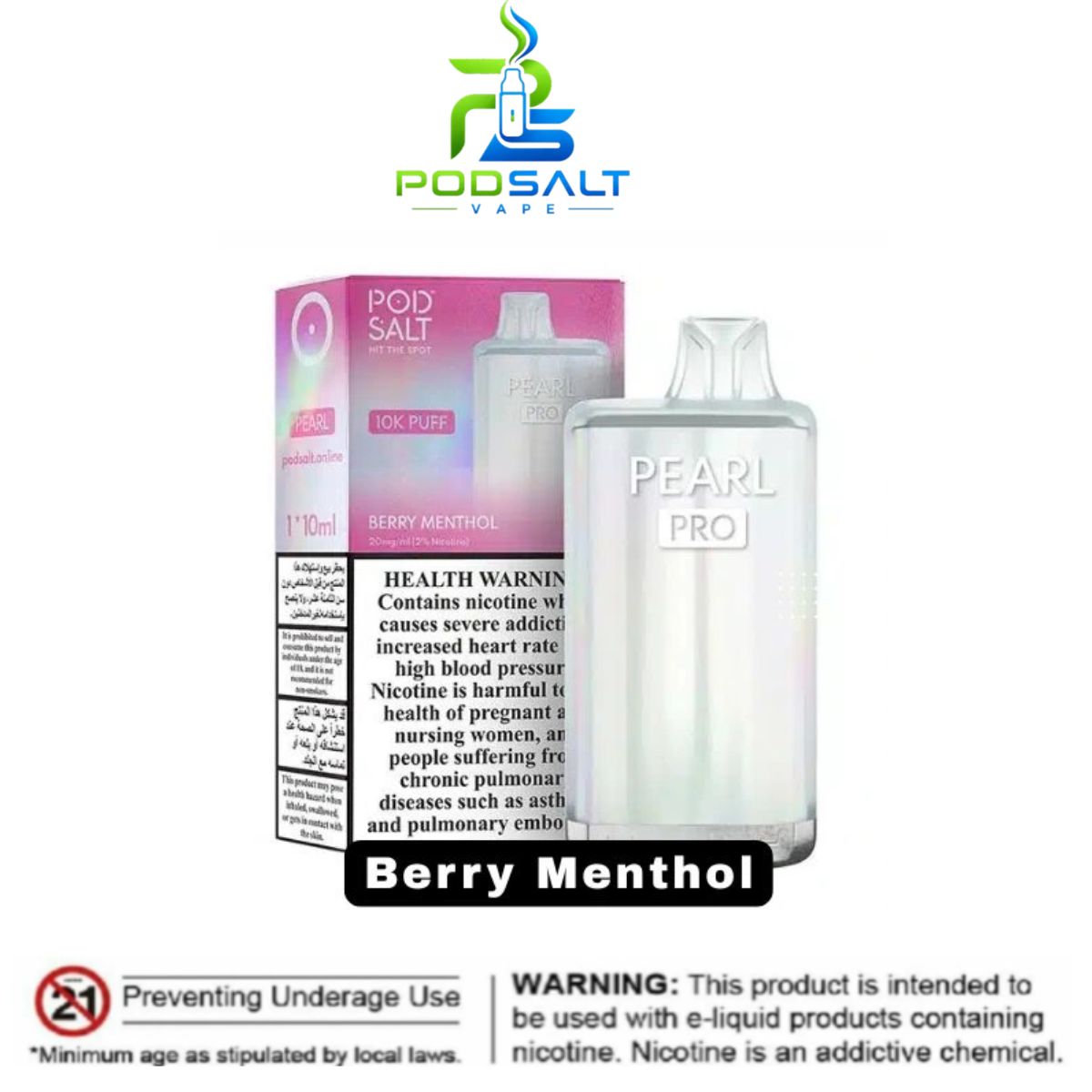 Pod Salt Pearl Pro 10000 Puffs 20mg Berry Menthol