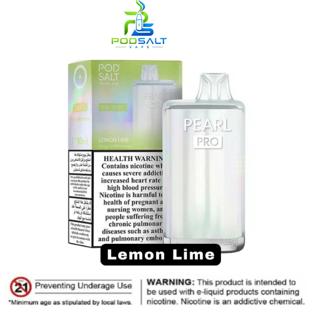 Pod Salt Pearl Pro 10000 Puffs 20mg Lemon Lime