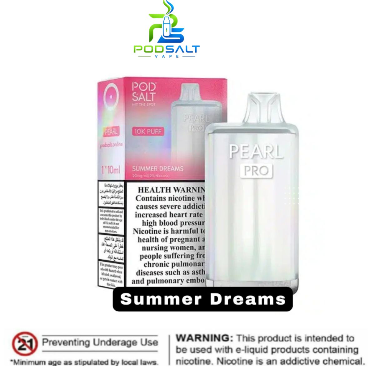 Pod Salt Pearl Pro 10000 Puffs 20mg Summer Dreams