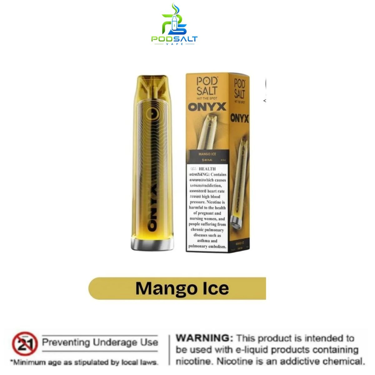 Pod Salt Onyx 4000 Puffs Mango ice Dubai UAE Pod Salt Onyx 4000 Puffs Mango ice