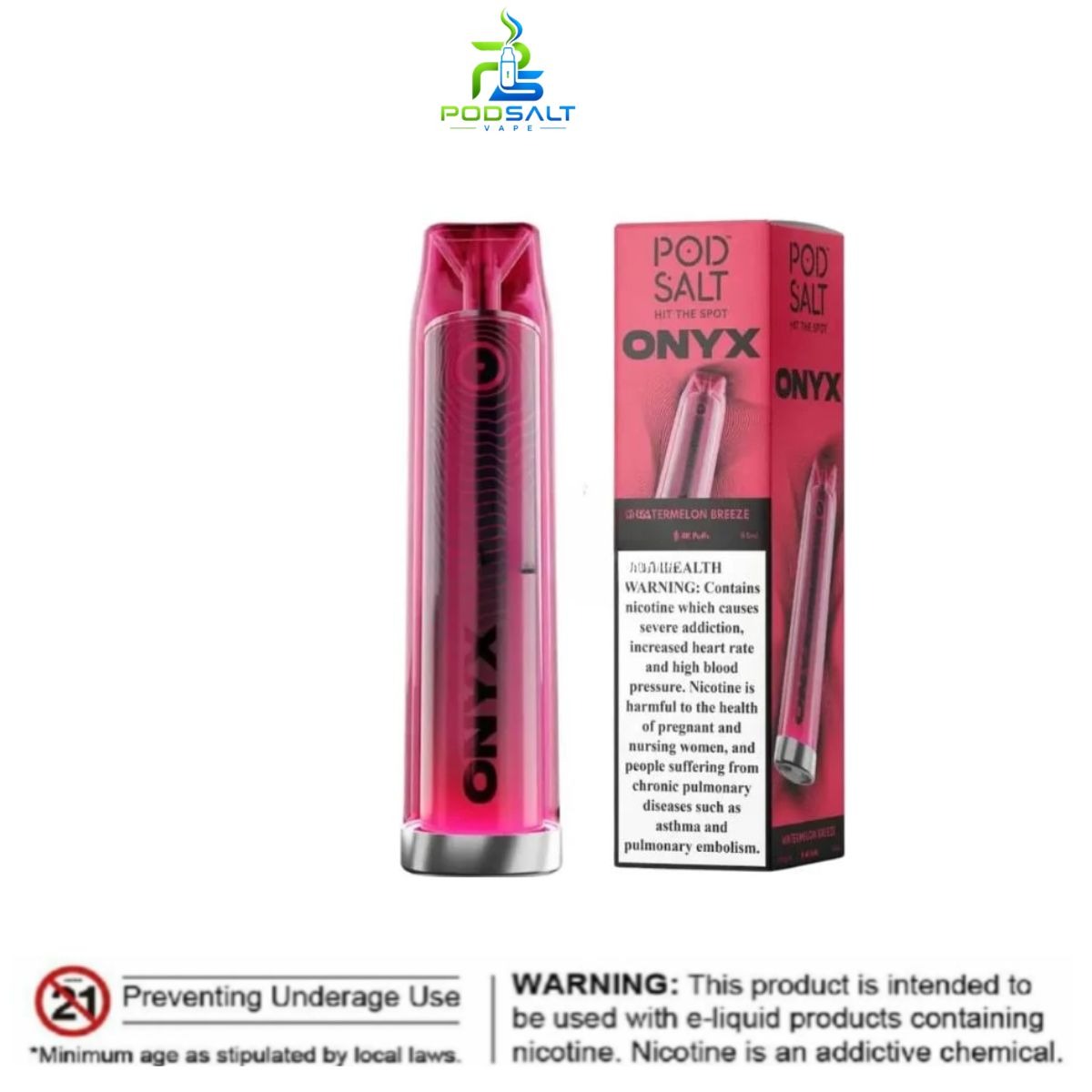 Pod Salt Onyx 4000 Puffs Watermelon Breeze Dubai Pod Salt Onyx 4000 Puffs Watermelon Breeze