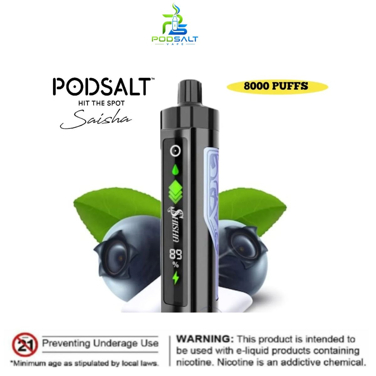 Pod Salt Shisha 8000 Puffs Blueberry Gum
