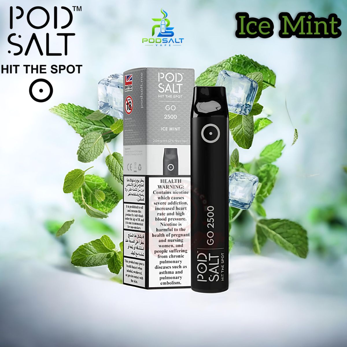 pod salt go disposable vape 2500 Puffs in Dubai UAE Variant:Black Icy X Njoy Ace Device - ST6